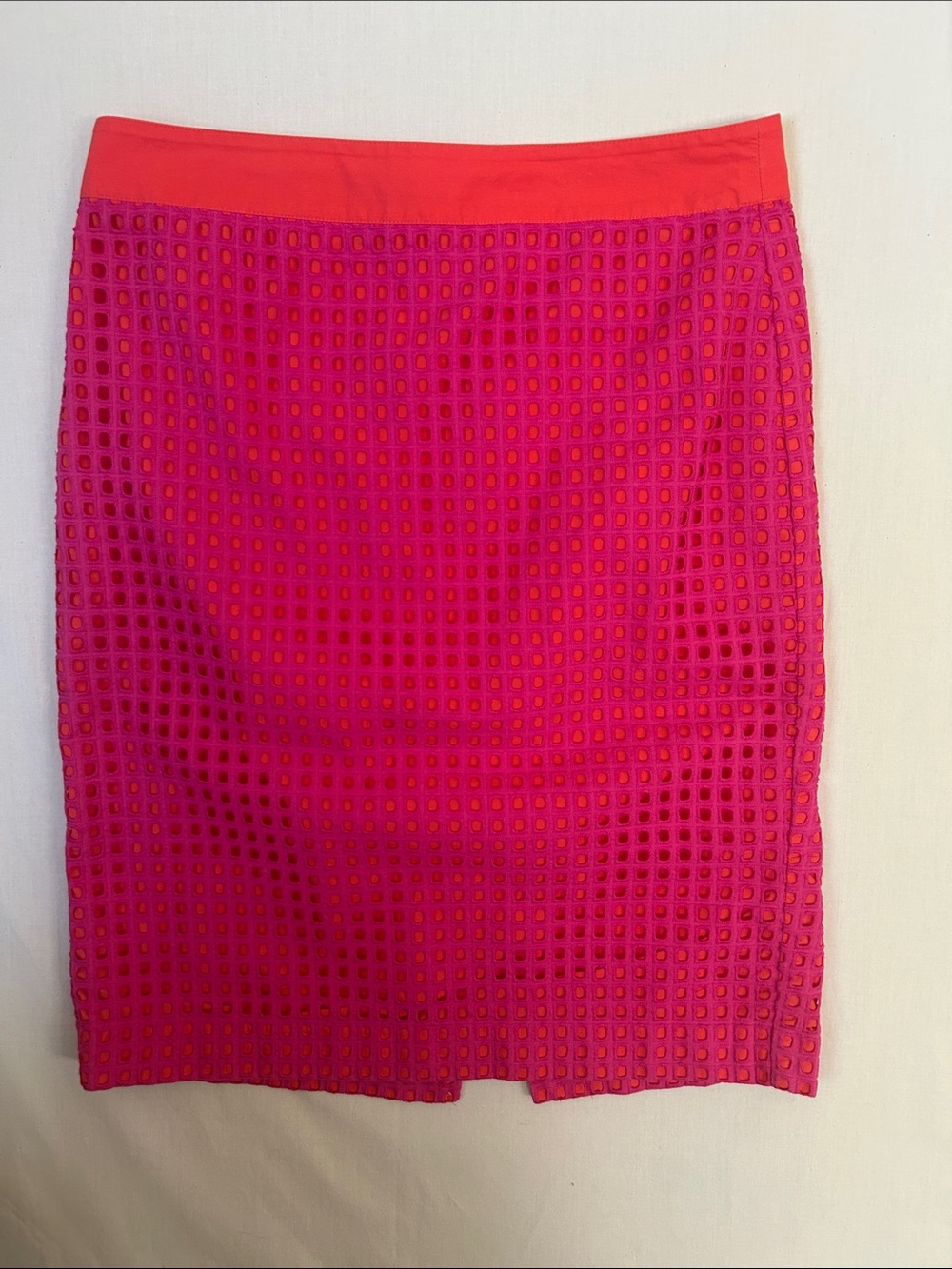 Talbots Pink & Coral Laser-Cut Pencil Skirt 100% cotton